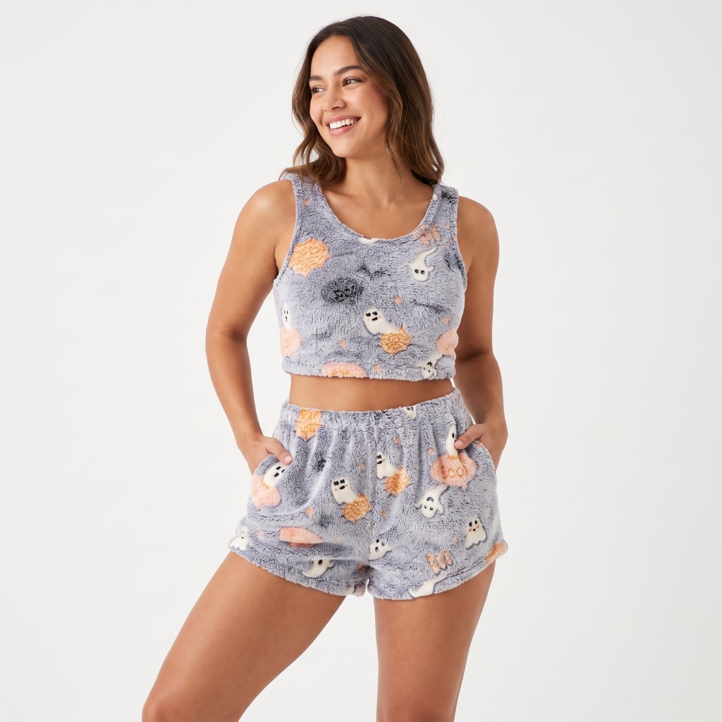 Glow In The Dark Fuzzy Halloween Lounge Set